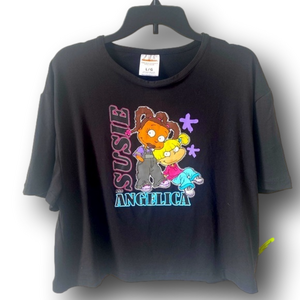 Rugrats Susie & Angelica Graphic Crop Top T-Shirt - Size Large - NWT